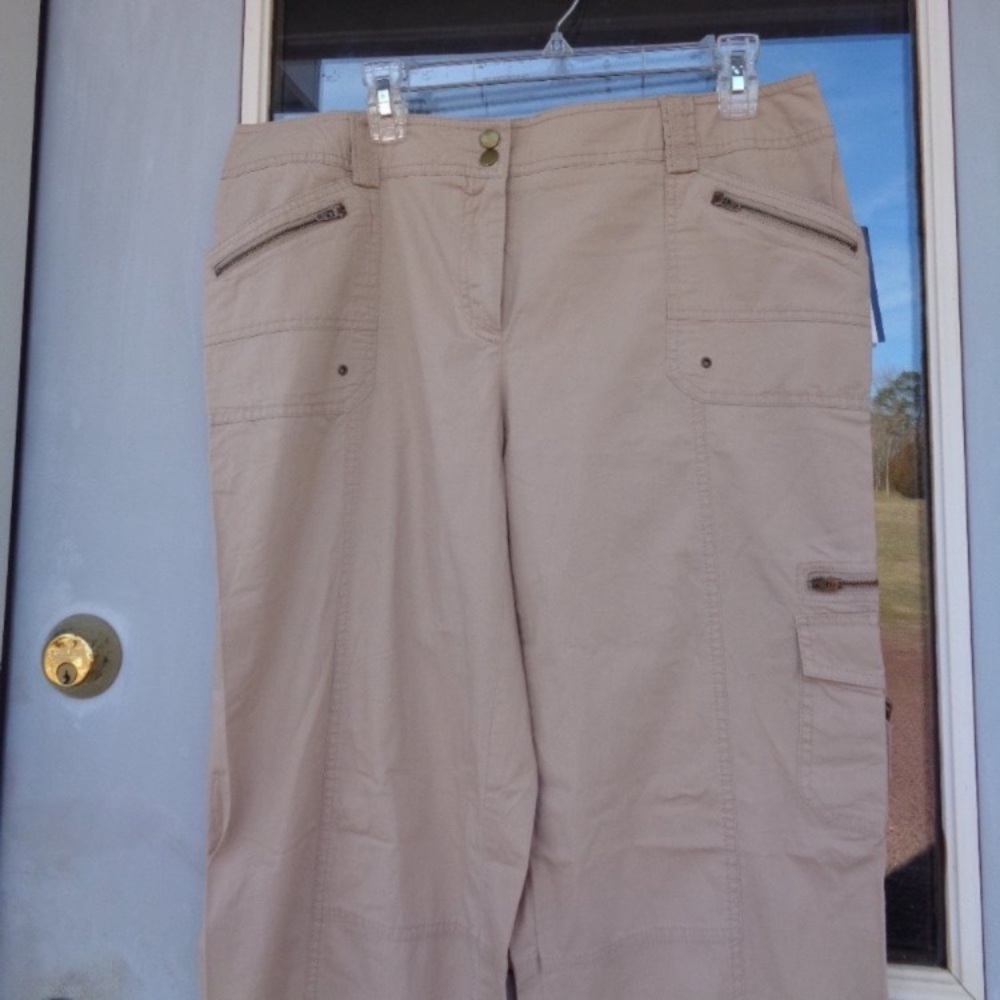 Ab studio tan pant with zipper & pockets detail casual size 12 - Picture 8 of 12